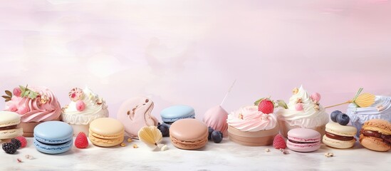 Poster - ingredients and methods used in making pastries isolated pastel background Copy space