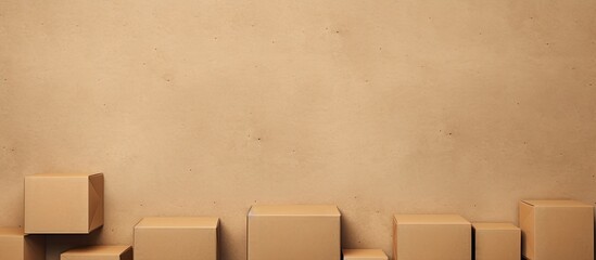 Aufkleber - Boxes made of brown cardboard placed on a isolated pastel background Copy space