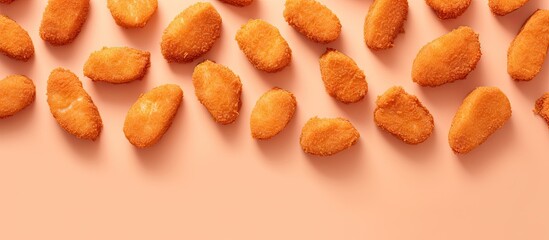 Aufkleber - Crispy chicken nuggets isolated pastel background Copy space