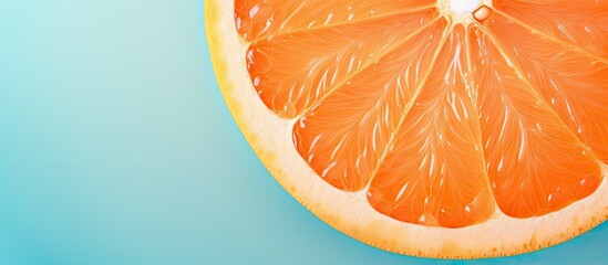 Poster - Close up of a juicy fruit slice on a isolated pastel background Copy space orange in color