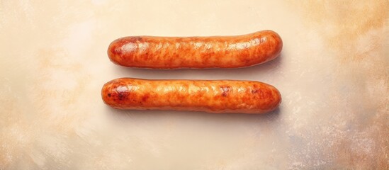 Aufkleber - Grilled sausages a pair at home isolated pastel background Copy space