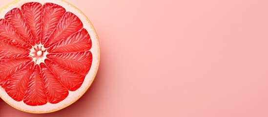 Poster - Close up of a sliced grapefruit on a isolated pastel background Copy space