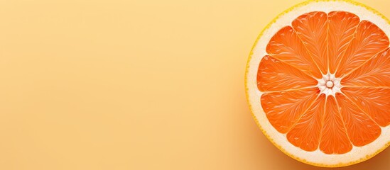 Poster - Close up of a juicy fruit slice on a isolated pastel background Copy space orange in color