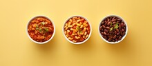 Bowl Of Chili With Three Beans Isolated Pastel Background Copy Space