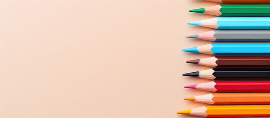 Aufkleber - Close up view of colored pencils against a isolated pastel background Copy space