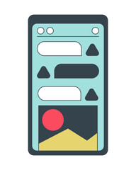 Fototapete - Smartphone flat line color isolated vector object. Portable gadget. Notification on screen. Editable clip art image on white background. Simple outline cartoon spot illustration for web design