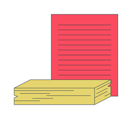 Poster - Pile of paper flat line color isolated vector object. Paper with reminder. Writing. Editable clip art image on white background. Simple outline cartoon spot illustration for web design