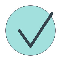 Poster - Bullet point check mark flat line color isolated vector object. Completed. Editable clip art image on white background. Simple outline cartoon spot illustration for web design
