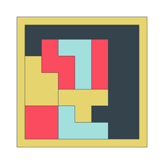 Poster - Tetris tetrominoes cube flat line color isolated vector object. Puzzles pieces. Editable clip art image on white background. Simple outline cartoon spot illustration for web design