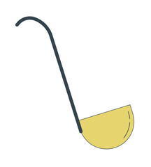 Poster - Ladle flat line color isolated vector object. Cooking utensil. Editable clip art image on white background. Simple outline cartoon spot illustration for web design