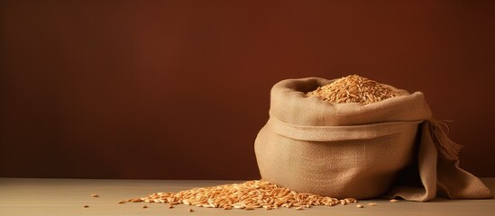 Aufkleber - Brown sack on isolated pastel background Copy space ground with Paddy