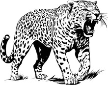 Attack Leopard Lines Illustration. Abstract Vector Leopard On The White Background Ai Generated Illustration