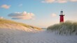 lighthouse on the beach with white sand