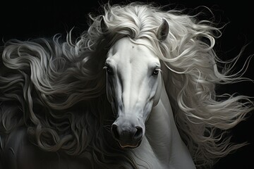 Wall Mural - : white horse portrait close up