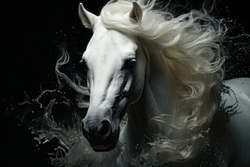 Wall Mural - : white horse portrait close up