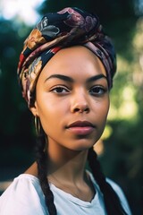 Wall Mural - cropped shot of a young woman in a headscarf standing outside