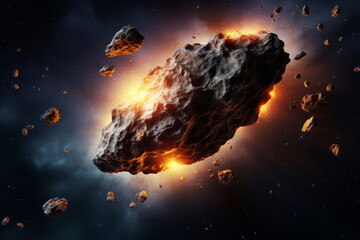 Wall Mural - asteroid in outer space. generative ai