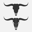 Bull skull two graphic icons. Skulls of bull isolated signs on white background. Vector illustration