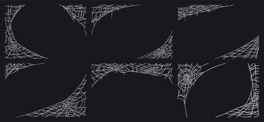 Wall Mural - Spider web set for cards and background for Halloween