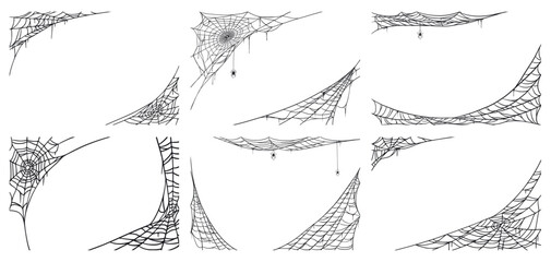 Wall Mural - Spider web vector background art set
