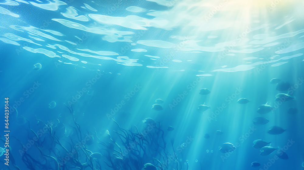 underwater sea ocean watercolor blue transparent background Stock ...