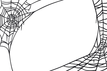 Wall Mural - Spider web vector background art. Silhouette frame of cobweb for october holiday Halloween background of banner, poster and postcard