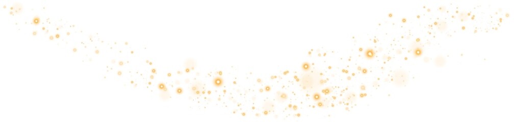 golden glitter and bokeh on transparent backdrop. luxury particles with stardust. glow light effect.