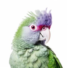 Wall Mural - Lilac-crowned parrot bird isolated on white background.