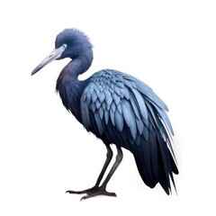 Wall Mural - Little blue heron bird isolated on white background.