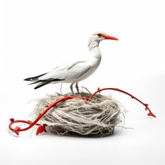 Wall Mural - Red-billed tropicbird bird isolated on white background.