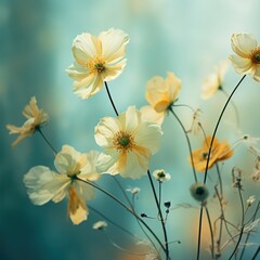 Wall Mural - Blurred of flowers with bokeh soft blur in the pastel vintage retro tone for background. Valentine or wedding invitation card
