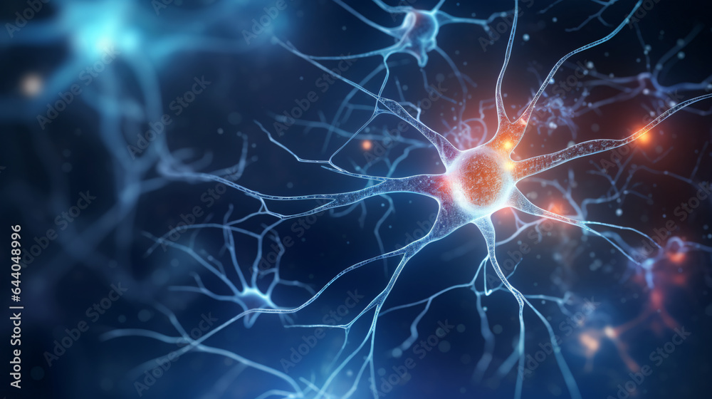 Microscopic human neuron within the brain, revealing its complex and ...