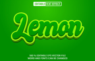 Wall Mural - Lemon editable text effect 3d style template