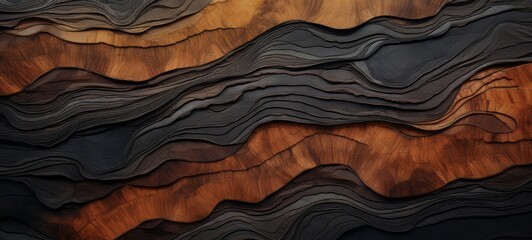 Aufkleber - Wood art background - Abstract closeup of detailed organic brown wooden waving waves wall texture banner wall