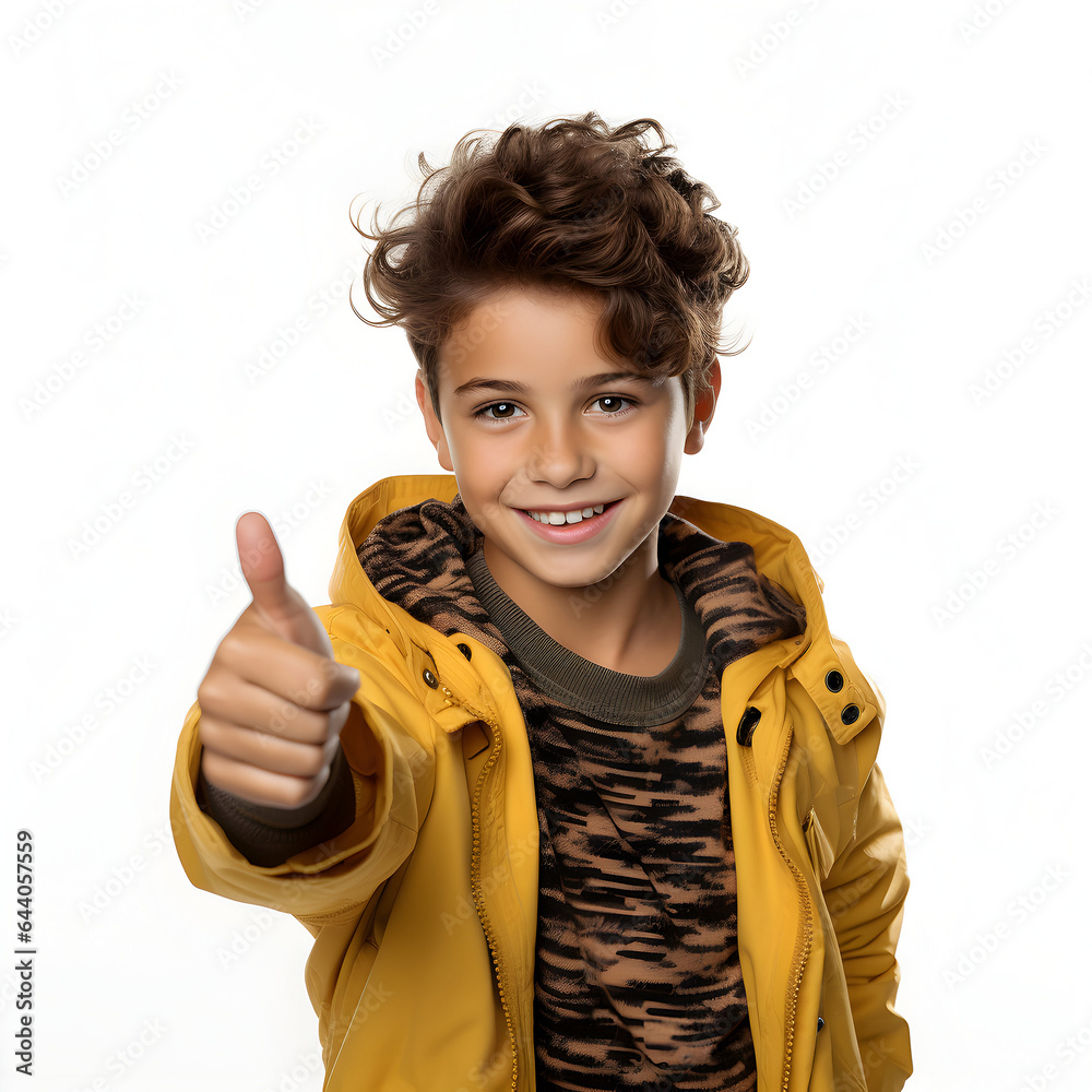young smiling boy with thumbs up on white background.jpg Stock Photo ...