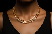 Womens Neck With A Gold Chain Necklace