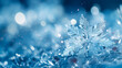 Elegant snowflake on blue background radiating winter