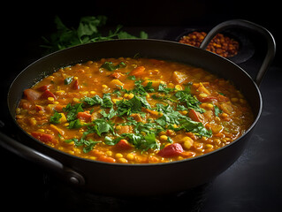 Wall Mural - Lentil soup in bowl. 