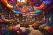 Vibrant market bazaar awakens with a kaleidoscope of colors 