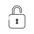 © Spica - シンプルでかわいい鍵のかかっていない南京錠のアイコン - アンロック･セキュリティ解除のイメージ素材