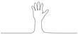 © Віталій Баріда - Continuous line drawing hand up. Raised hand linear symbol. Vector illustration isolated on white.