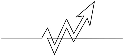 Poster - Continuous line drawing arrow up. Vector illustration isolated on white.