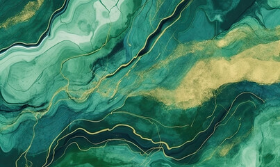 Texture of malachite stone background. Watercolor stains wallpaper. For banner, postcard, book illustration. Created with generative AI tools