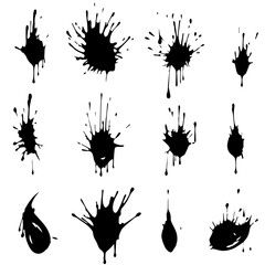 Wall Mural - set of Ink blots, water wide splatter drops clean background generated AI