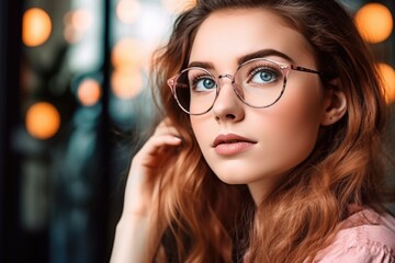 Sticker - shot of a beautiful young woman wearing glasses