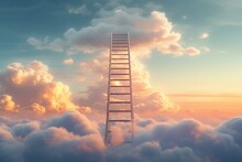 An Ascending Ladder In The Direction Of The Sky. Generative AI