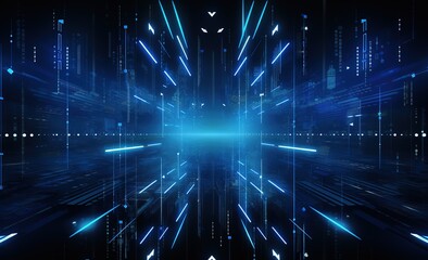 Poster - Abstract style on a blue background. futuristic cyberpunk style display, growth arrows