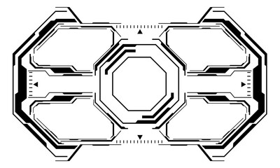 Poster - HUD sci-fi interface screen view black hexagon geometric on white design virtual reality futuristic technology creative display vector