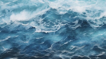 Wall Mural - Abstract blue sea water with white foam for background, nature background concept.