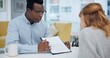 © Nina L/peopleimages.com - Life insurance, contract and consulting with lawyer and client for planning, signature or deal. Financial advisor, legal documents and agreement with black man and woman in law firm for attorney form
